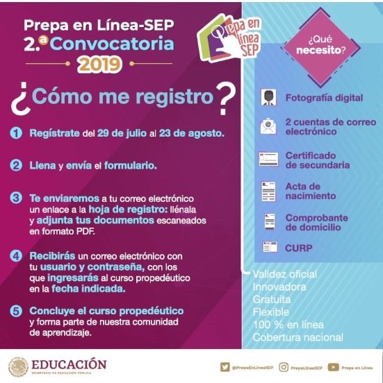 Prepa en Línea SEP 2da Convocatoria 2019